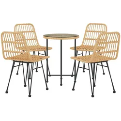 vidaXL 5-tlg. Garten-Essgruppe Poly Rattan