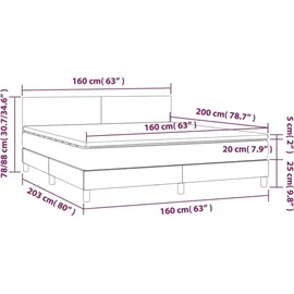 vidaXL Boxspringbett mit Matratze Dunkelgrau 160x200 cm Stoff
