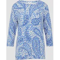 S.Oliver - Shirt aus Viskosestretch in O-Shape, Damen, blau|mehrfarbig,