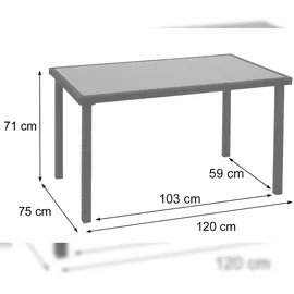 Mendler HWC-G19 Gartentisch 120 x 75 x 0 cm Grau