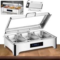 YAOYAOO 9L Chafing Dish Elektrisch Gastronomie, Wärmebehälter Elektrische Buffet mit Sichtbarer Glasdeckel, Speisewärmer Buffetwärmer Elektrisch, Einstellbarer Temperatur 0-90°C (1/3)