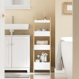 SoBuy Badezimmerregal Aufbewahrungsmöbel Weiß Skandinavisch FRG226-H-WN