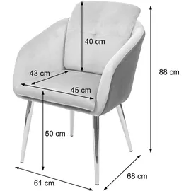MCW Esszimmerstuhl G48 Kunstleder Samt grau 6er Set