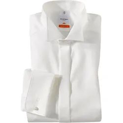 Smokinghemd OLYMP "Luxor modern fit", Herren, Gr. 44, N-Gr, beige, Web, Obermaterial: 100% Baumwolle, elegant, Langarm Umschlagmanschette, Hemden