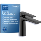 Duravit Waschtischarmatur, Größe M (Auslauf Höhe 122 mm), Wasserhahn Bad, Waschbecken Armatur, Schwarz Matt