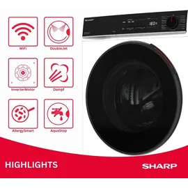 Sharp ES-WNFB214CWDA Waschmaschine (12 kg, 1400 U/min)