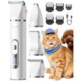 oneisall 3 in 1 Schermaschine Katze Hunde, Pfotentrimmer für Hunde, LCD-Anzeige Leise Katzenrasierer Profi Haarschneidemaschine für Katzen Hunde für Pfoten, Hintern, Gesicht, empfindliche Hautpartien