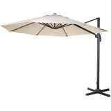 Gastronomie-Ampelschirm HHG-559, Sonnenschirm, rund ø 4m Polyester Alu/Stahl 27kg creme ohne Ständer