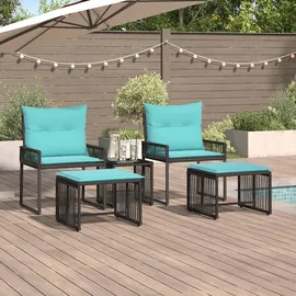 vidaXL Gartenmöbel Set 11-tlg. Schwarz/Türkis