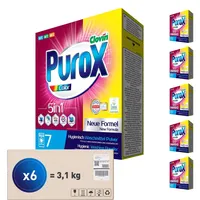 PUROX COLOR (7 WL) Waschpulver im Karton Antibakteriell Waschmittel 490 g Multipack 6 Stück