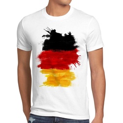 style3 Print-Shirt Herren T-Shirt Flagge Deutschland Fußball Sport Germany WM EM Fahne weiß XL