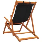 vidaXL Strandstuhl Klappbar Schwarz