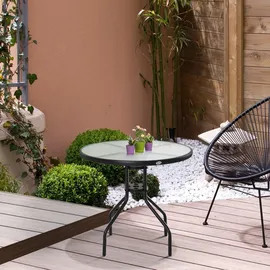Outsunny Gartentisch Beistelltisch Ø 80 x 72 cm Schwarz