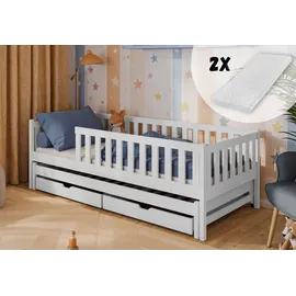 Kids Collective Kinderbett mit Ausziehbett 90 x 200 cm Kiefer weiß