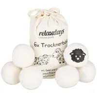 Relaxdays 6x Trocknerbälle Weiß,Schwarz