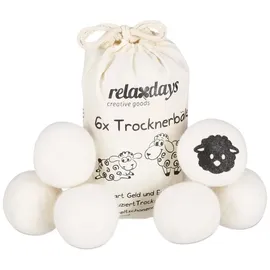 Relaxdays 6x Trocknerbälle Weiß,Schwarz