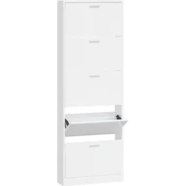 vidaXL Schuhschrank Hochglanz-Weiß 59x17x169 cm Holzwerkstoff - Weiß