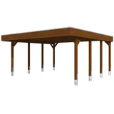 SKANHOLZ Doppelcarport 5,46 x 5,55 m nussbaum inkl. Pfostenanker