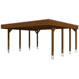 SKANHOLZ Doppelcarport 5,46 x 5,55 m nussbaum inkl. Pfostenanker