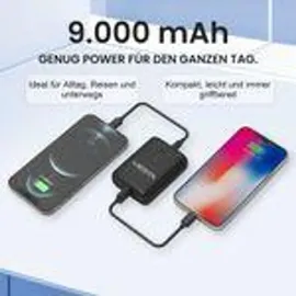 Viesta Viesta® Mini Powerbank 9.000 mAh Weiß – 22,5 W Schnellladen, Pd 20w, USB-C Ein-/ausgang, Usb-a Ausgang, Led-anzeige – kompakt für unterwegs