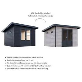 Wolff Finnhaus WPC Gartenhaus Terra 3030 Anthrazit/Hellgrau