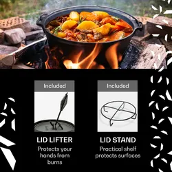 Klarstein Galloway Dutch Oven 7.6 BBQ-Topf Gusseisen Standfüße Größe L / 7.6 qt Schwarz
