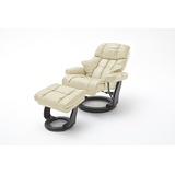 MCA Furniture Robas Lund Relaxsessel Calgary XXL mit Hocker, bis 180 kg belastbar, Echtleder creme, - schwarz