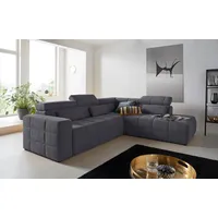 DOMO collection Ecksofa »Brandon L-Form, auch in Leder«, inklusive Kopfteilverstellung, wahlweise mit Sitztiefenverstellung, grau