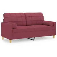 VidaXL Sofa, 2-Sitzer-Sofa mit Zierkissen Weinrot 140 cm Stoff