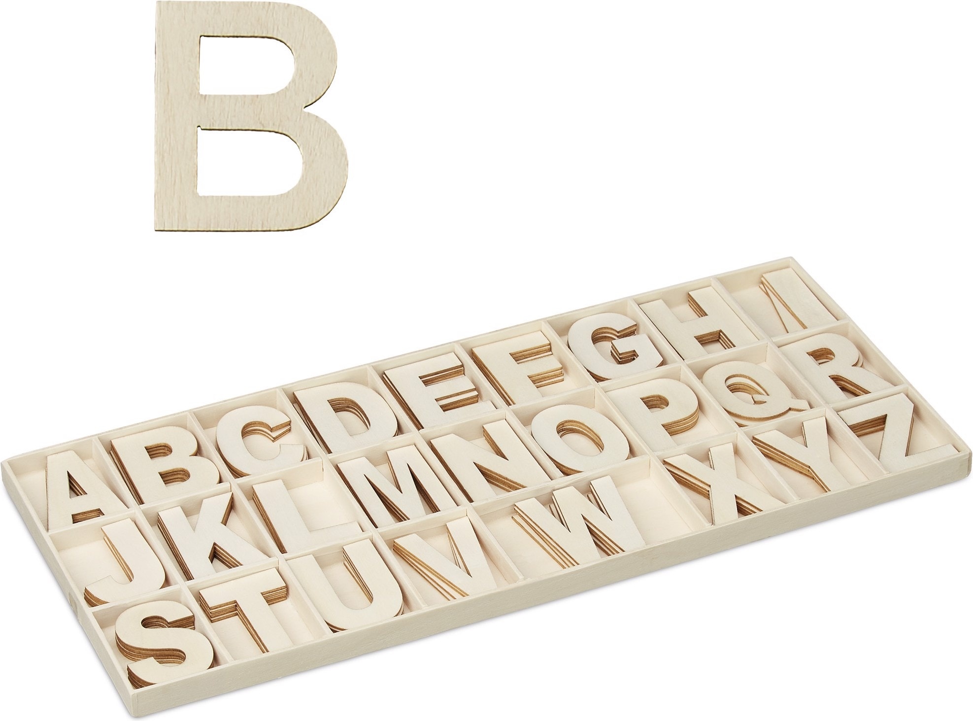 Relaxdays, Holzbuchstaben + Stoffbuchstaben, Holzbuchstaben Set
