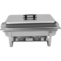 KIOPOWQ 8L/8.5L/9L Chafing Dish Speisewärmer Buffetwärmer Edelstahl Warmhaltebehälter Wärmebehälter mit Deckel für Buffet Party KTV Hotel (8L, 3 Pfannen)