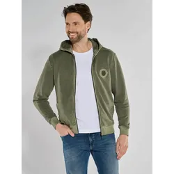 engbers Herren Sweatjacke mit Kapuze grün regular uni Kapuze - M