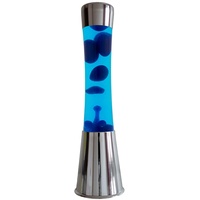 FISURA - Lavalampe blaue. Verchromte silberne Basis, blaue Flüssigkeit und blaue Lava. Lavalampe mit Ersatzbirne. Maße: 11 x 11 x 39,5 Zentimeter.