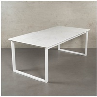 MAGNA Atelier Esstisch BERGEN mit Marmor Tischplatte, Esstisch eckig, Metallgestell, 160x80x75cm & 200x100x75cm weiß 200 cm x 75 cm x 100 cm