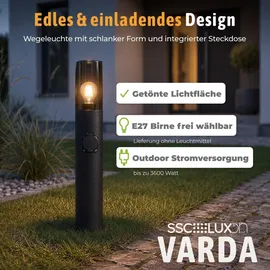 SSC-LUXon Außenleuchte Edelstahl Höhe 50 cm 1x E27 schwarz