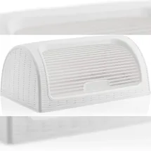 Michelino Brotbehälter 41 x 26 x 18 cm Brotbehälter mit Rolldeckel Brotkasten Rollbrotkasten (weiß)