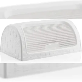Michelino Brotbehälter 41 x 26 x 18 cm Brotbehälter mit Rolldeckel Brotkasten Rollbrotkasten (weiß)