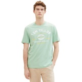 TOM TAILOR Herren T-Shirt mit Logo-Print aus Baumwolle, paradise mint, L