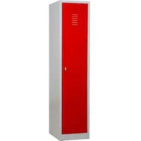 Gürkan Garderobenschrank Stahl 40 x 180 cm grau/rot abschließbar
