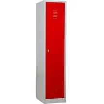 Gürkan Garderobenschrank Stahl 40 x 180 cm grau/rot abschließbar
