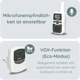 Alecto DBX-80 - Babyphone mit Reichweite von bis zu 3.000 Metern, weiß/anthrazit - Weiß,