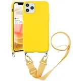 Yoedge Handykette Kompatibel mit iPhone 13 Pro Max Hülle mit Kordel Umhängenhülle Smartphone Necklace Hülle mit Band 6,7", Gelb Silikon Handy Schutzhülle TPU Bumper Cover mit Kette abnehmbar