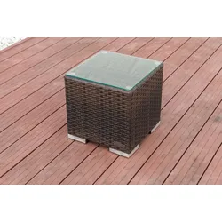 OUTFLEXX Beistelltisch, braun marmoriert, Polyrattan, 40x40x40 cm, inkl. Glasplatte