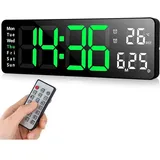 Digitale LED-Wanduhr mit Fernbedienung, positiver Countdown-Timer, einstellbare Helligkeit, Wanduhren für Wohnzimmer, Küche, Büro, Fitnessstudio (13