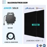 Photovoltaik Balkonkraftwerk 870W Mini-PV Anlage Komplettset, Bifazialer Glas-Glas Solarmodul, 800W Mikrowechselrichter mit 5m Kabel