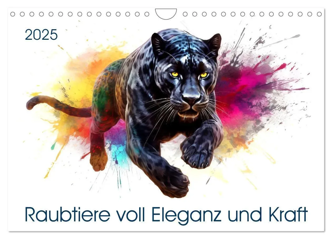 Raubtiere Voll Eleganz Und Kraft (Wandkalender 2025 Din A4 Quer)  Calvendo Monatskalender