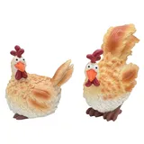 Bambelaa! Gartenfigur Lustige Deko Hühner Garten Figuren Draußen Groß Wetterfest Polyresin Hühnerfiguren Gartendeko Huhn Tiere Frühling Außenbereich Henne Outdoor Bunt 2er Set