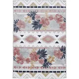 carpetfine Teppich CARPETFINE "Deja 101", bunt (multi), B:120cm H:4mm L:170cm, Polypropylen, Teppiche, Teppich, robustes Flachgewebe, Floral Palmenblätter, In- und Outdoor, Läufer