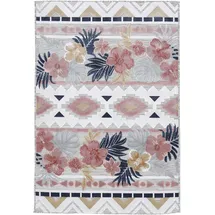 carpetfine Teppich CARPETFINE "Deja 101", bunt (multi), B:120cm H:4mm L:170cm, Polypropylen, Teppiche, Teppich, robustes Flachgewebe, Floral Palmenblätter, In- und Outdoor, Läufer