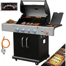 Vaiko Gasgrill 4 Edelstahl Brenner + 800°C Infrarot Keramik Brenner Prime Zone